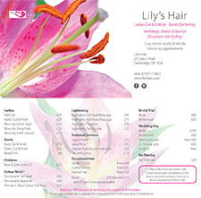Lily's Hair Salon Price List | Ladies Hairdresser | Hairdresser | Peckham SE15 London | Mobile Hairdresser | Hair Salon | Lilys Hair